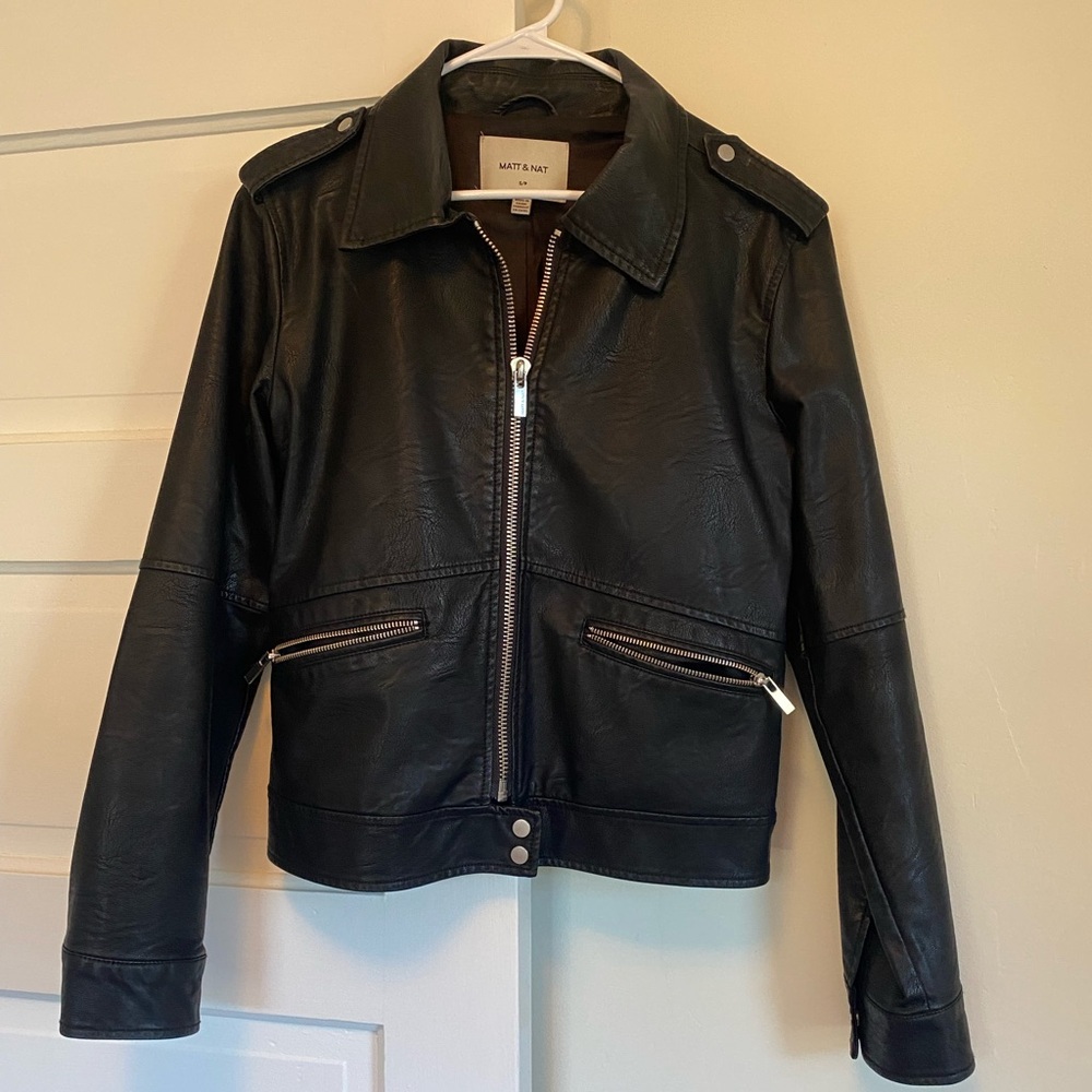 Matt & Nat Vegan Leather Bomber Jacket